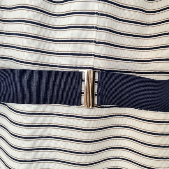 Ann Taylor Belted Sheath Dress White & Navy Size 12 US - Picture 3 of 8